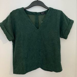 Madewell Green Corduroy V-Neck Top